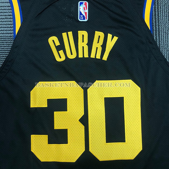 Maillot Golden State Warriors Stephen Curry NO 30 Ville 2021-22 Authentique Noir